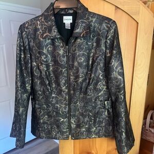 Chico's Black and Gold Print Jacket - Size 0